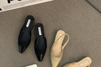 Cap Toe Slingback Square Pumps