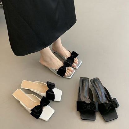 Kitten Slide Bow Heel Sandals