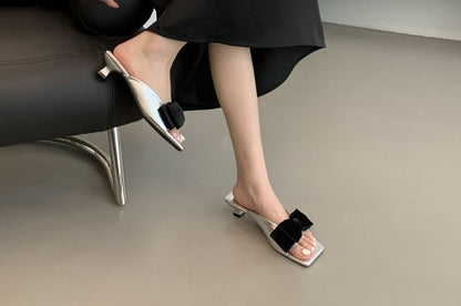 Kitten Slide Bow Heel Sandals