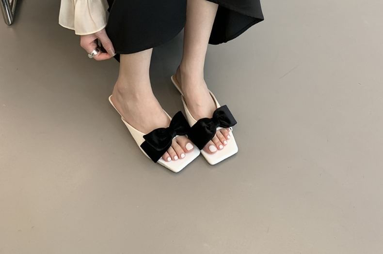 Kitten Slide Bow Heel Sandals