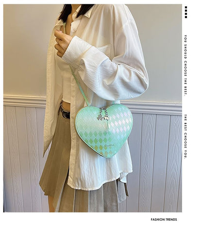 Faux Bag Leather Heart Shape Crossbody