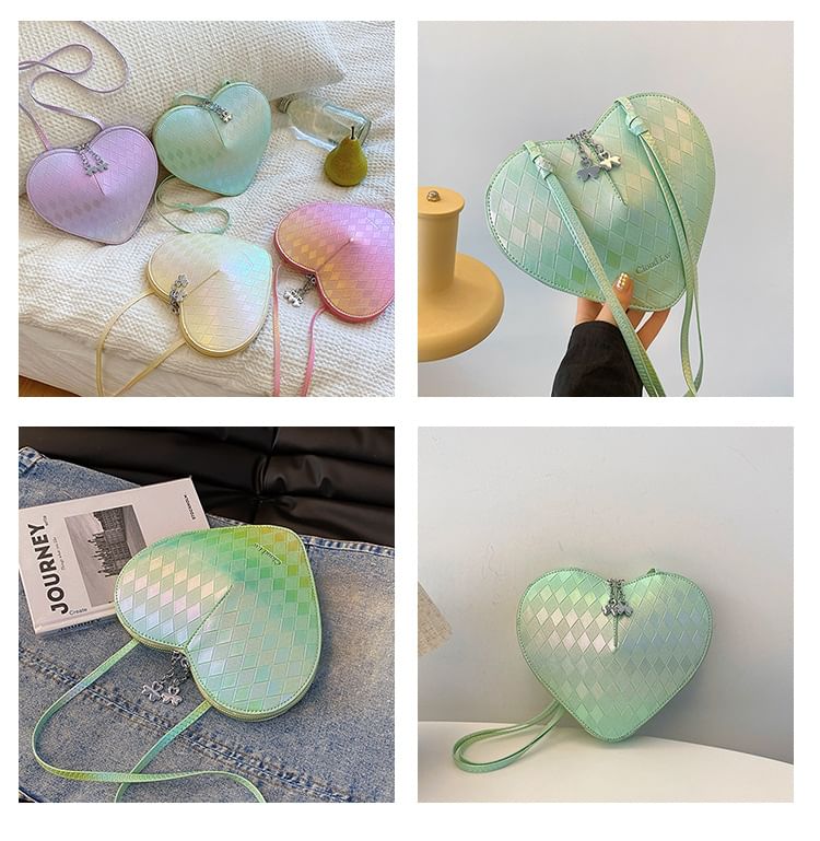 Faux Bag Leather Heart Shape Crossbody