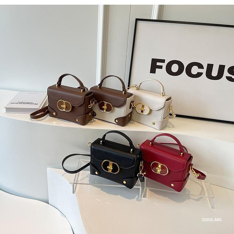 Bag Faux Flap Top Leather Crossbody Handle Plain