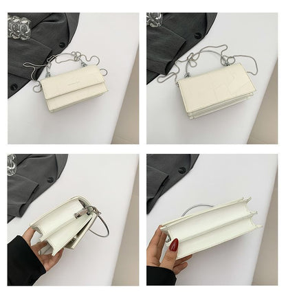 Handle Strap Top Bag Flap Crossbody Chain Leather Faux