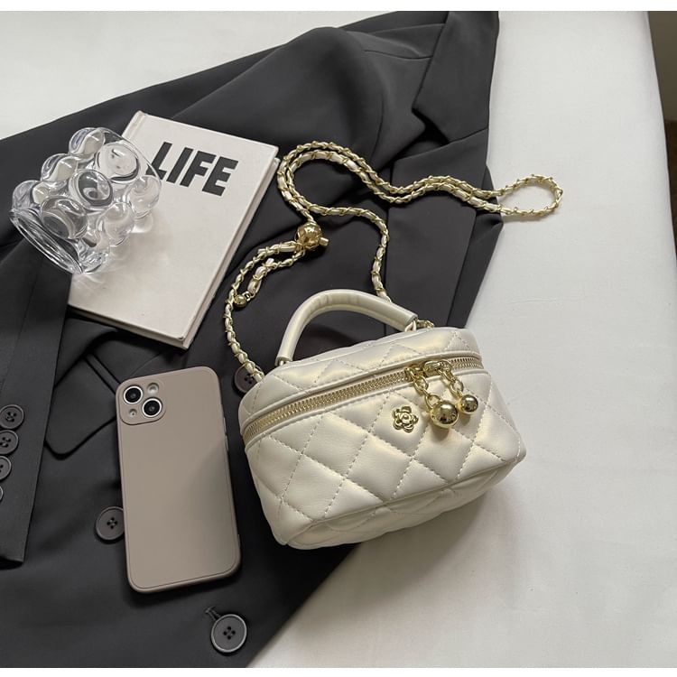 Strap Leather Chain Bag Quilted Crossbody Plain Faux