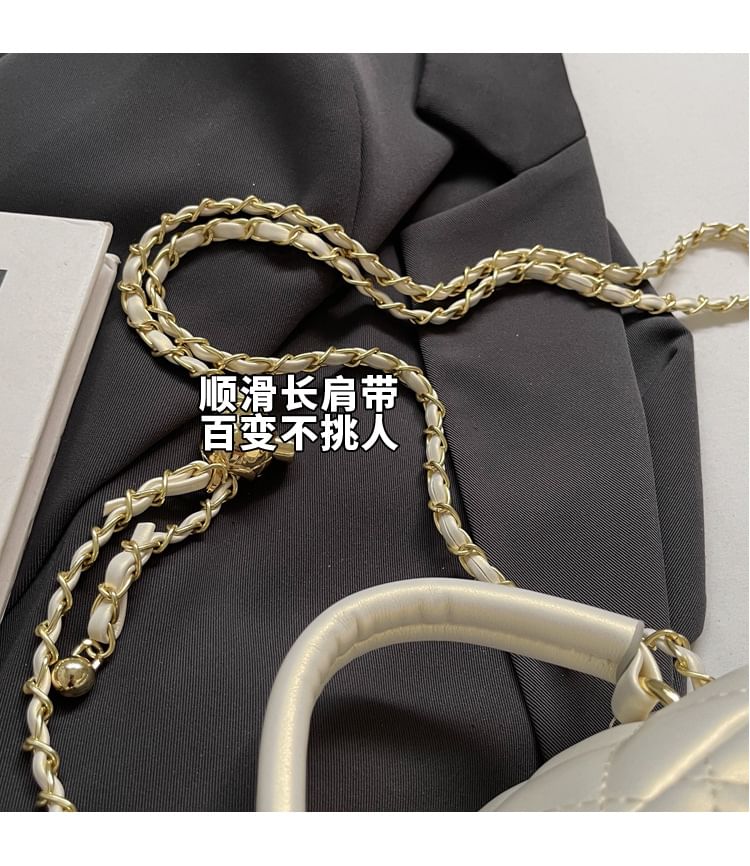 Strap Leather Chain Bag Quilted Crossbody Plain Faux