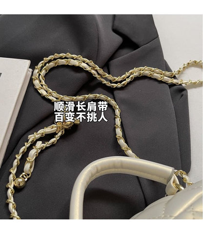 Strap Leather Chain Bag Quilted Crossbody Plain Faux