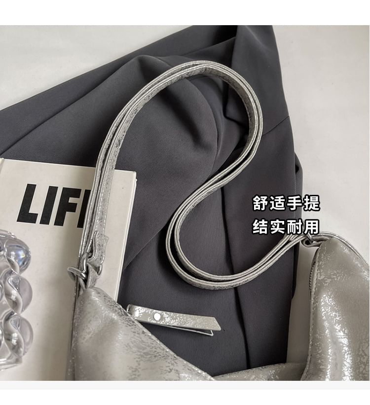 Backpack Faux Chain Leather Plain Zipped Strap