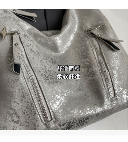 Backpack Faux Chain Leather Plain Zipped Strap