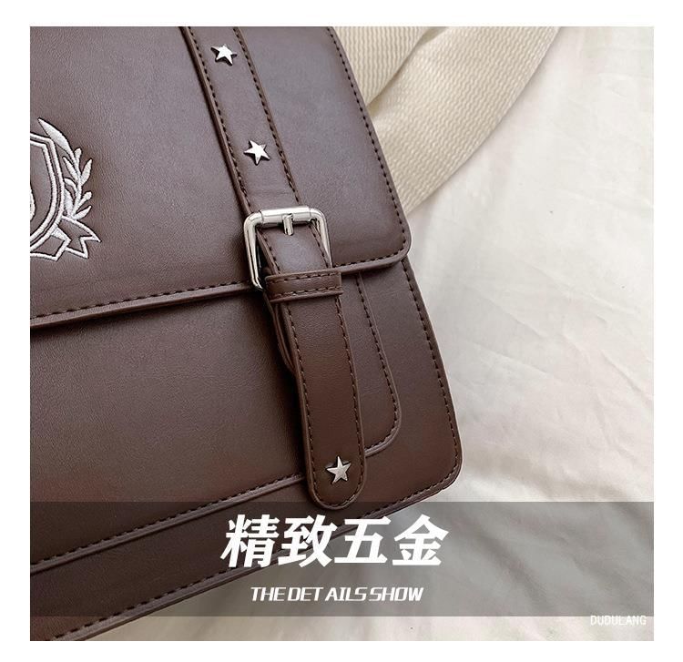 Leather Backpack Faux Satchel Embroidered Studded