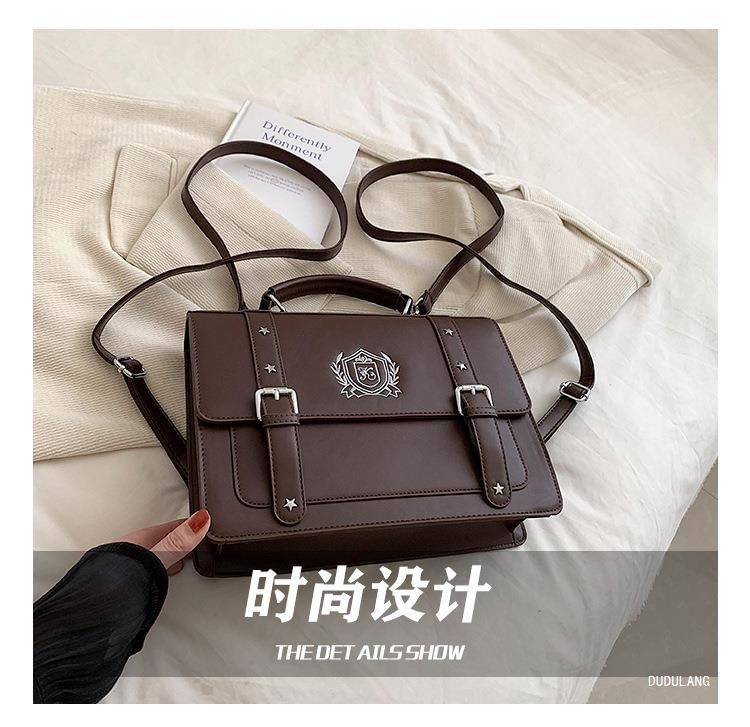 Leather Backpack Faux Satchel Embroidered Studded