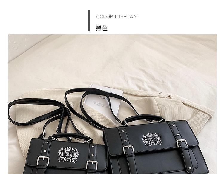 Leather Backpack Faux Satchel Embroidered Studded