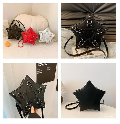 Leather Studded Star Crossbody Faux Bag Shape
