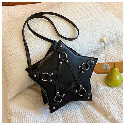Leather Studded Star Crossbody Faux Bag Shape