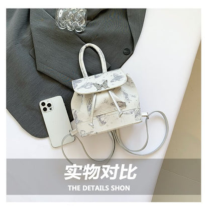 Butterfly Flap Leather Backpack Faux Print