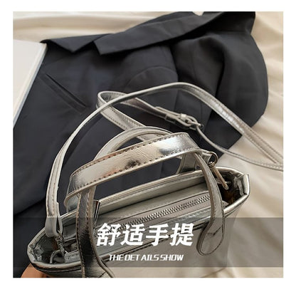 Handle Faux Crossbody Bag Top Plain Leather