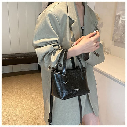 Handle Faux Crossbody Bag Top Plain Leather