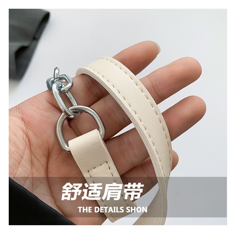 Faux Crossbody Bag Leather Woven Plain Flap