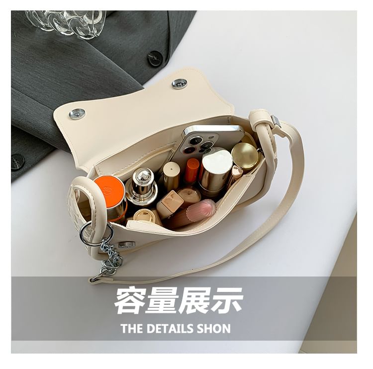 Faux Crossbody Bag Leather Woven Plain Flap