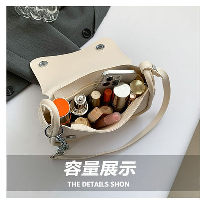 Faux Crossbody Bag Leather Woven Plain Flap