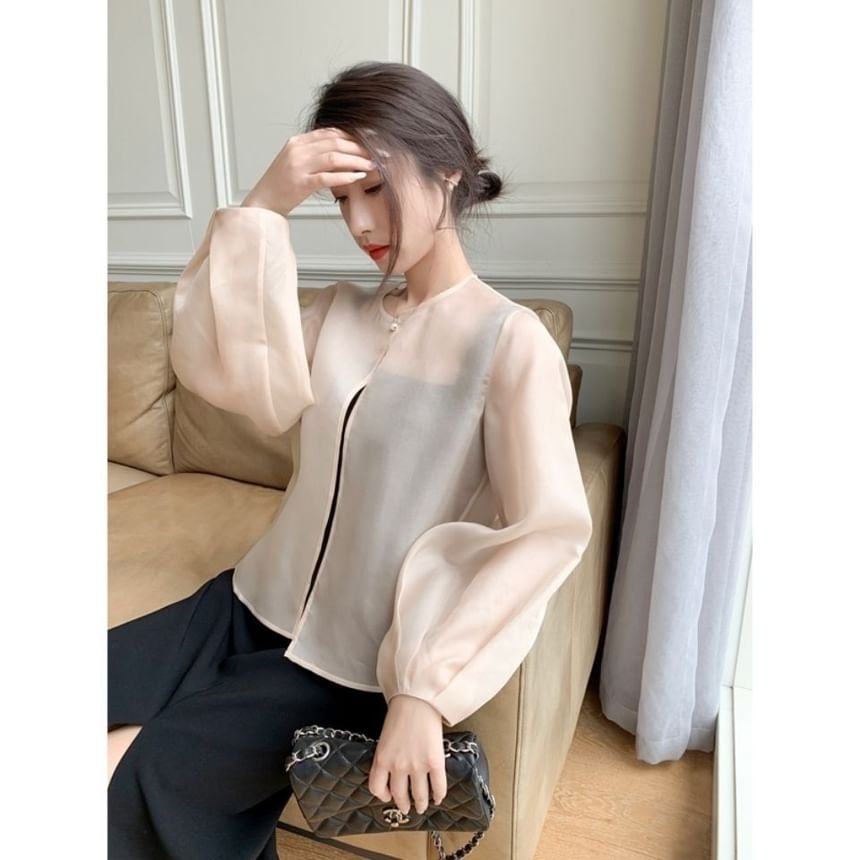 Round Neck Plain Open Front Jacket