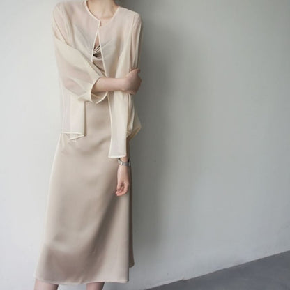 Round Neck Plain Open Front Jacket