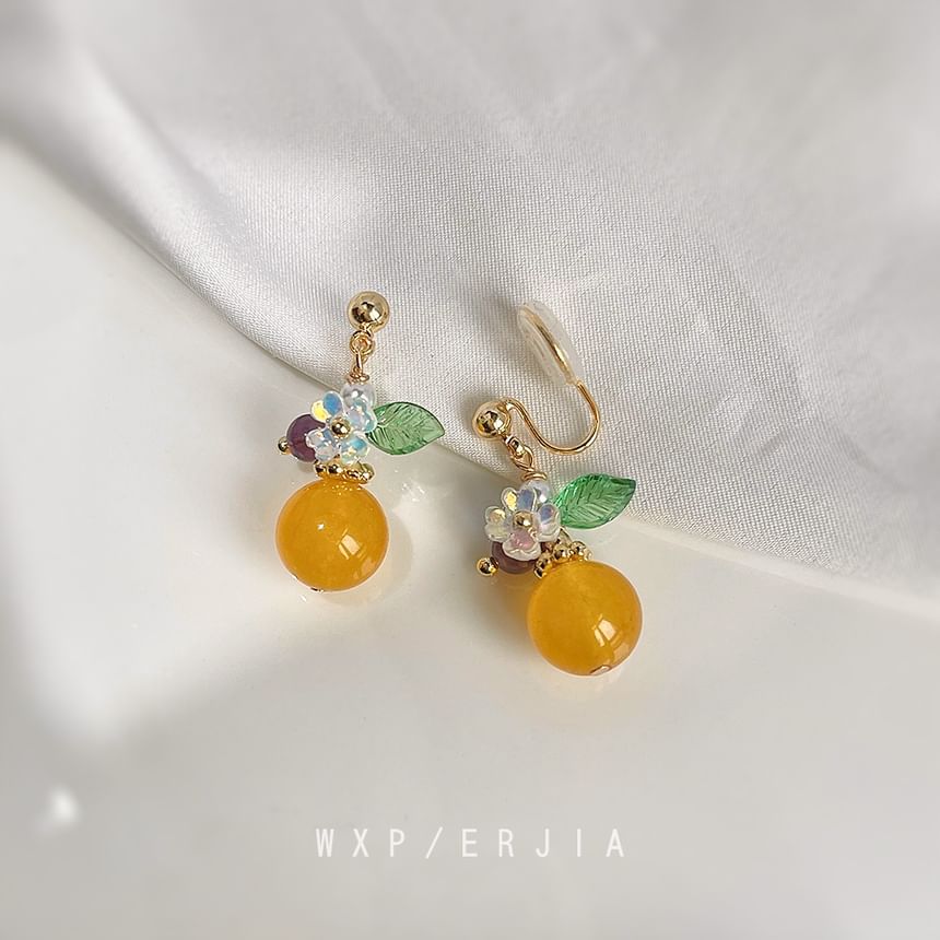 Gemstone Floral Dangle Alloy Faux Earring