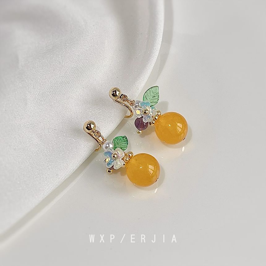 Gemstone Floral Dangle Alloy Faux Earring