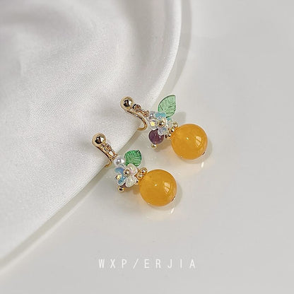 Gemstone Floral Dangle Alloy Faux Earring