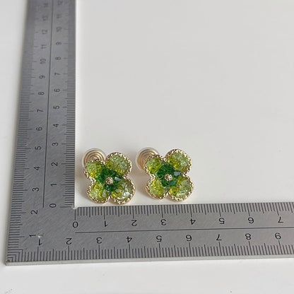 Alloy Ear Faux Crystal Clover Cuff