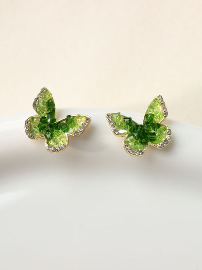 Stud Faux Earring Butterfly Alloy Crystal