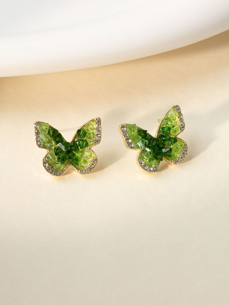 Stud Faux Earring Butterfly Alloy Crystal