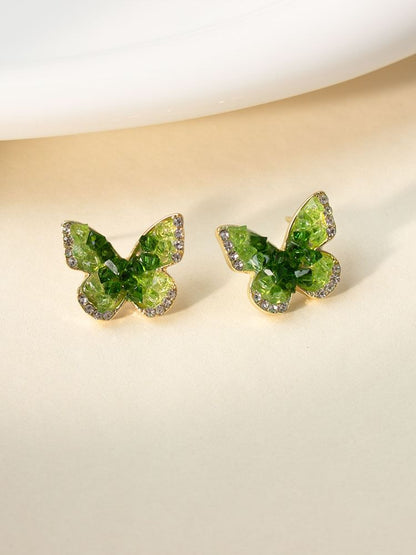 Stud Faux Earring Butterfly Alloy Crystal