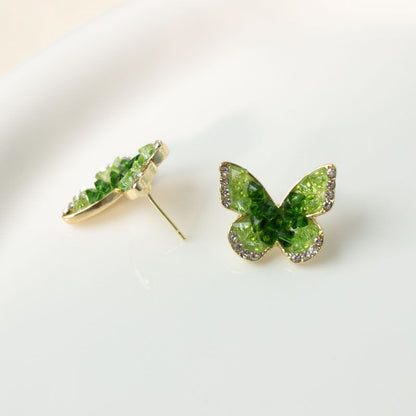 Stud Faux Earring Butterfly Alloy Crystal
