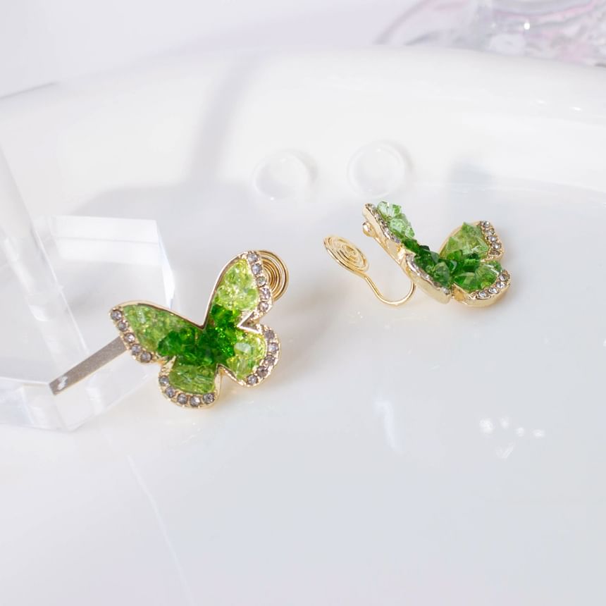Stud Faux Earring Butterfly Alloy Crystal