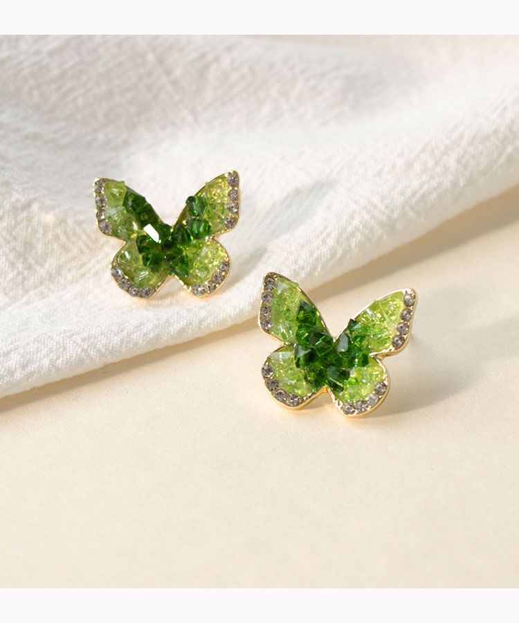 Stud Faux Earring Butterfly Alloy Crystal