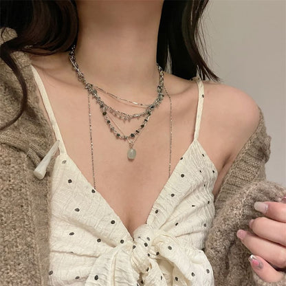 Pendant Turquoise Choker Layered Alloy