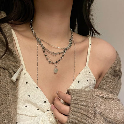 Pendant Turquoise Choker Layered Alloy