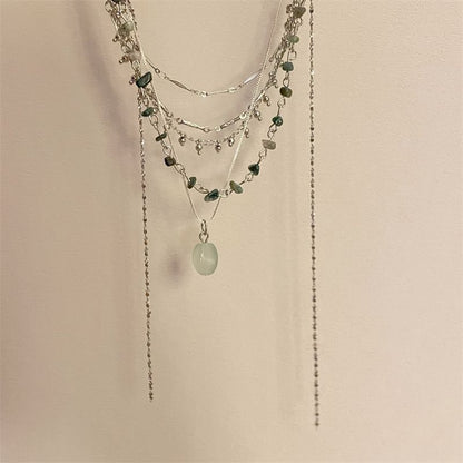 Pendant Turquoise Choker Layered Alloy