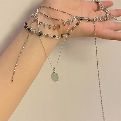 Pendant Turquoise Choker Layered Alloy