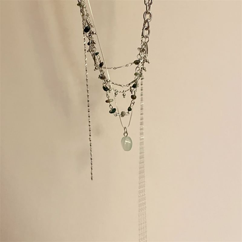 Pendant Turquoise Choker Layered Alloy