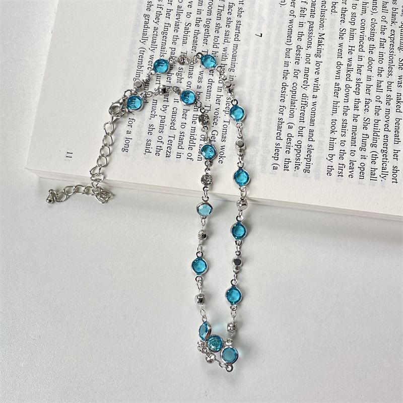 Choker Faux Necklace Set: Pendant Alloy + Butterfly Crystal