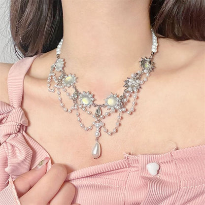 Pearl Faux Choker Layered Alloy
