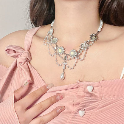 Pearl Faux Choker Layered Alloy