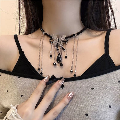 Faux Butterfly Choker / Alloy Leather Studded