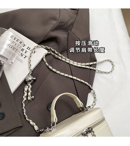 Chain Strap Faux Leather Crossbody Bag