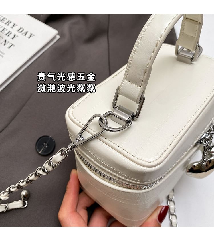 Chain Strap Faux Leather Crossbody Bag