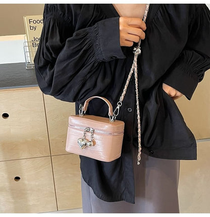 Chain Strap Faux Leather Crossbody Bag