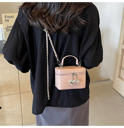 Chain Strap Faux Leather Crossbody Bag