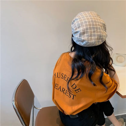 Crew Neck Print T-Shirt Short-Sleeve Lettering